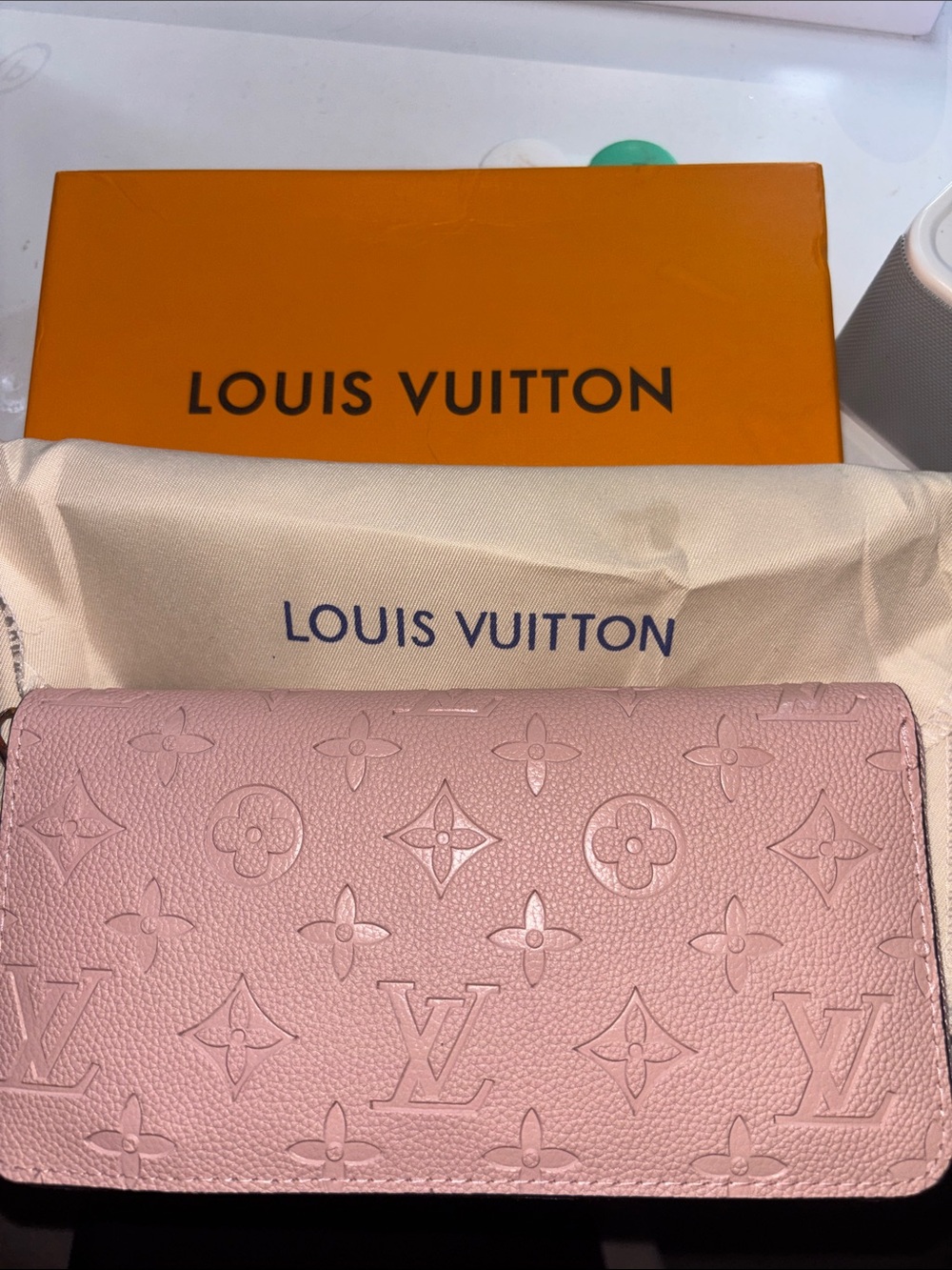 Authentic Louis Vuitton Pink Embossed Monogram Long Wallet - Picture 3 of 12